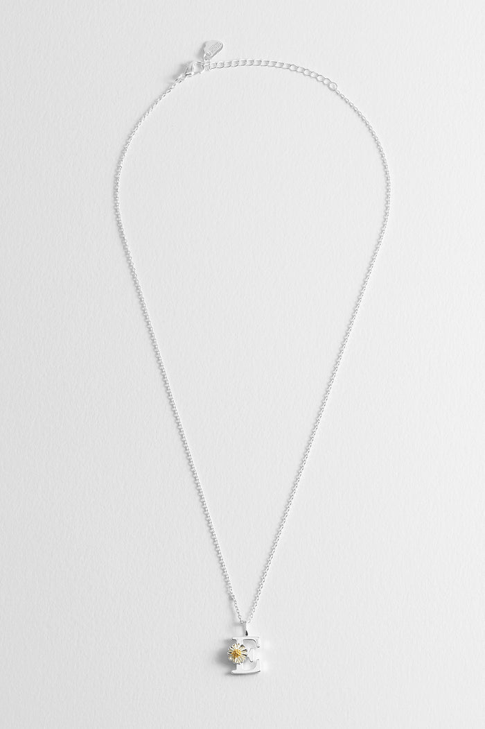 Estella Bartlett Wildflower Initial Pendant Silver Plated | E