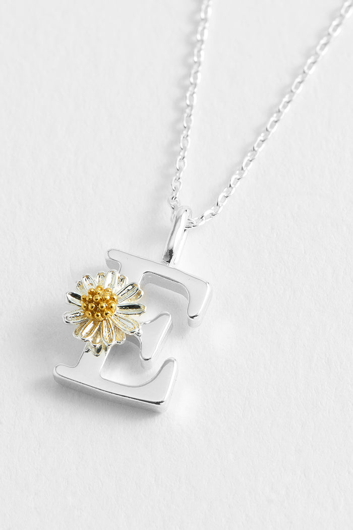 estella bartlett Wildflower Initial Pendant Silver Plated | E