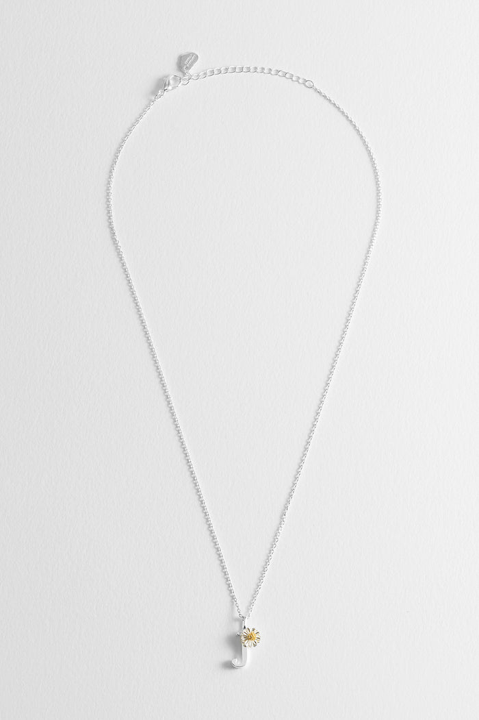 Estella Bartlett Wildflower Initial Pendant Silver Plated | J