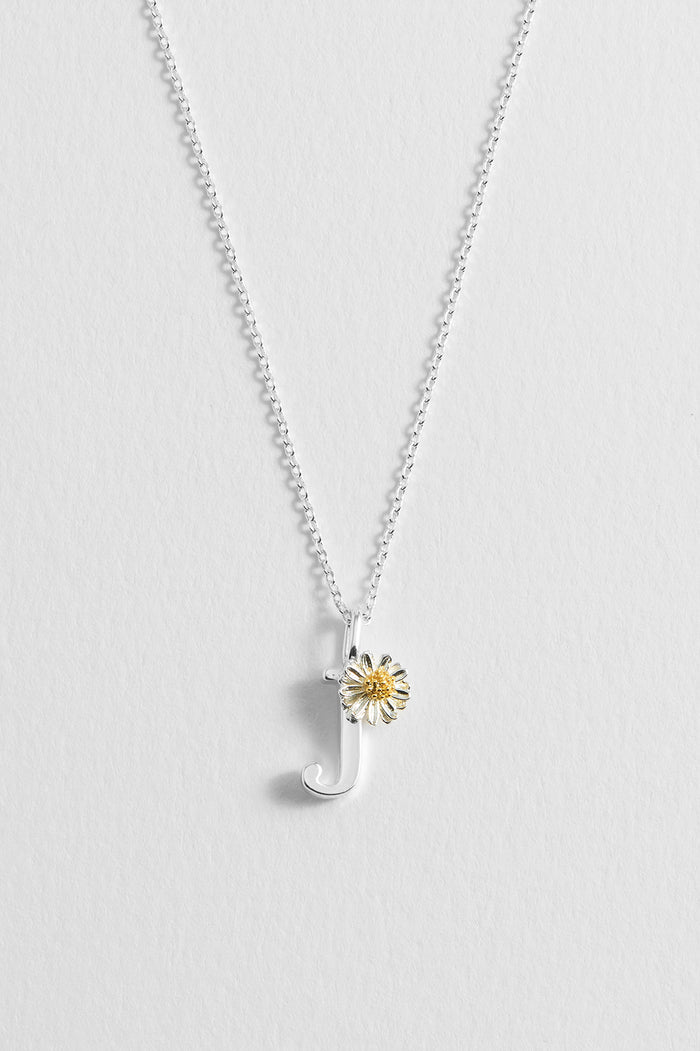 Estella Bartlett Wildflower Initial Pendant Silver Plated | J