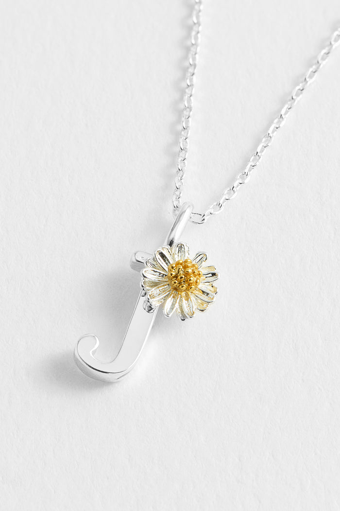 estella bartlett Wildflower Initial Pendant Silver Plated | J
