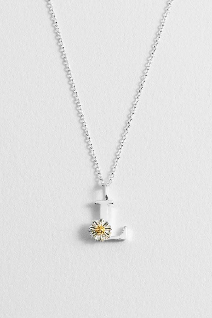 Estella Bartlett Wildflower Initial Pendant Silver Plated | L