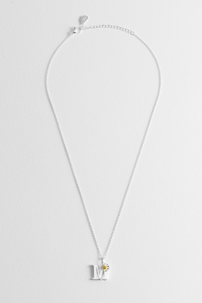 Estella Bartlett Wildflower Initial Pendant Silver Plated | M