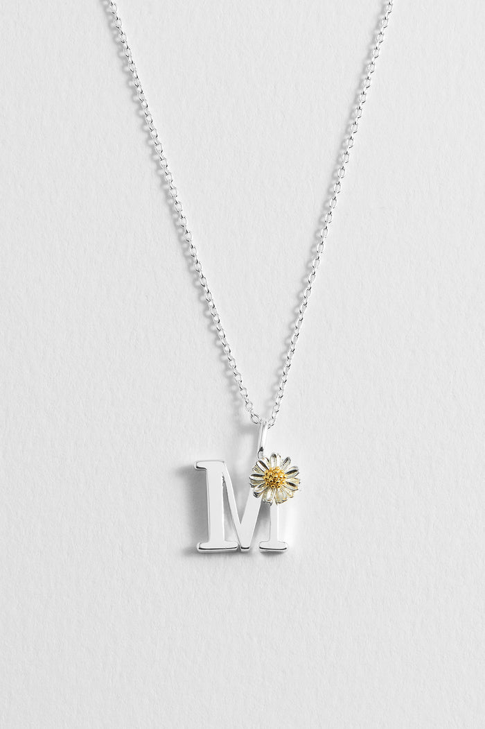 Estella Bartlett Wildflower Initial Pendant Silver Plated | M