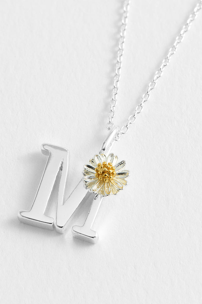 estella bartlett Wildflower Initial Pendant Silver Plated | M
