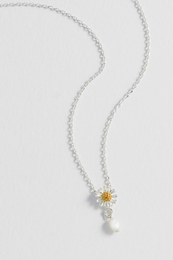 Estella Bartlett Wildflower Pearl Drop Necklace Silver Plated Packaging Message: You're Bloomin' Perfect