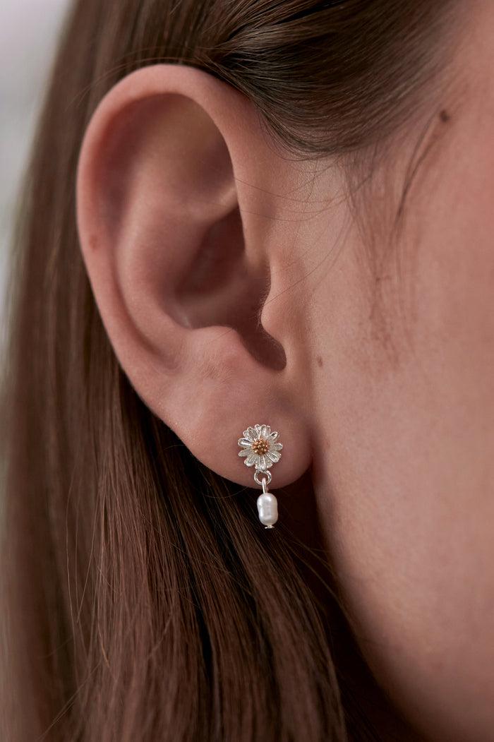 Estella Bartlett Wildflower Pearl Drop Studs Silver Plated | Pearl