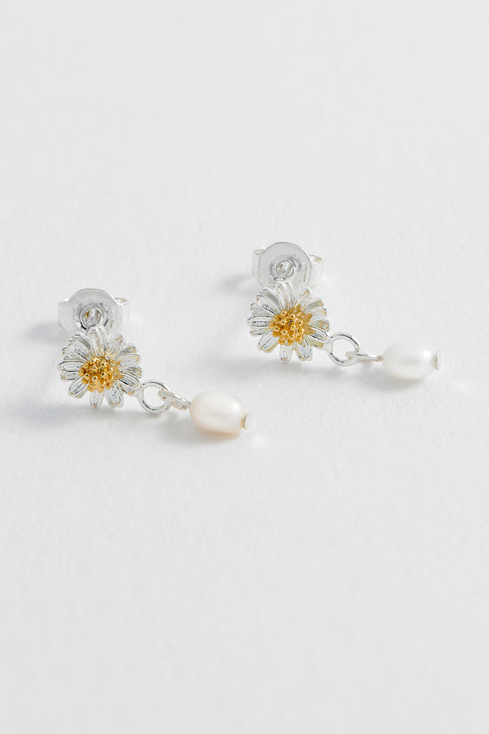 Estella Bartlett Wildflower Pearl Drop Studs Silver Plated | Pearl