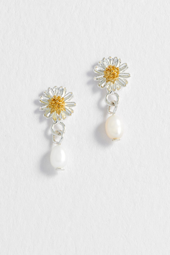 estella bartlett Wildflower Pearl Drop Studs Silver Plated | Pearl