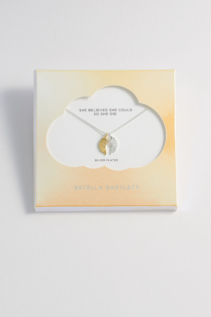 estella bartlett Wings Necklace Silver Plated Packaging Message: She Believed She Could So She Did