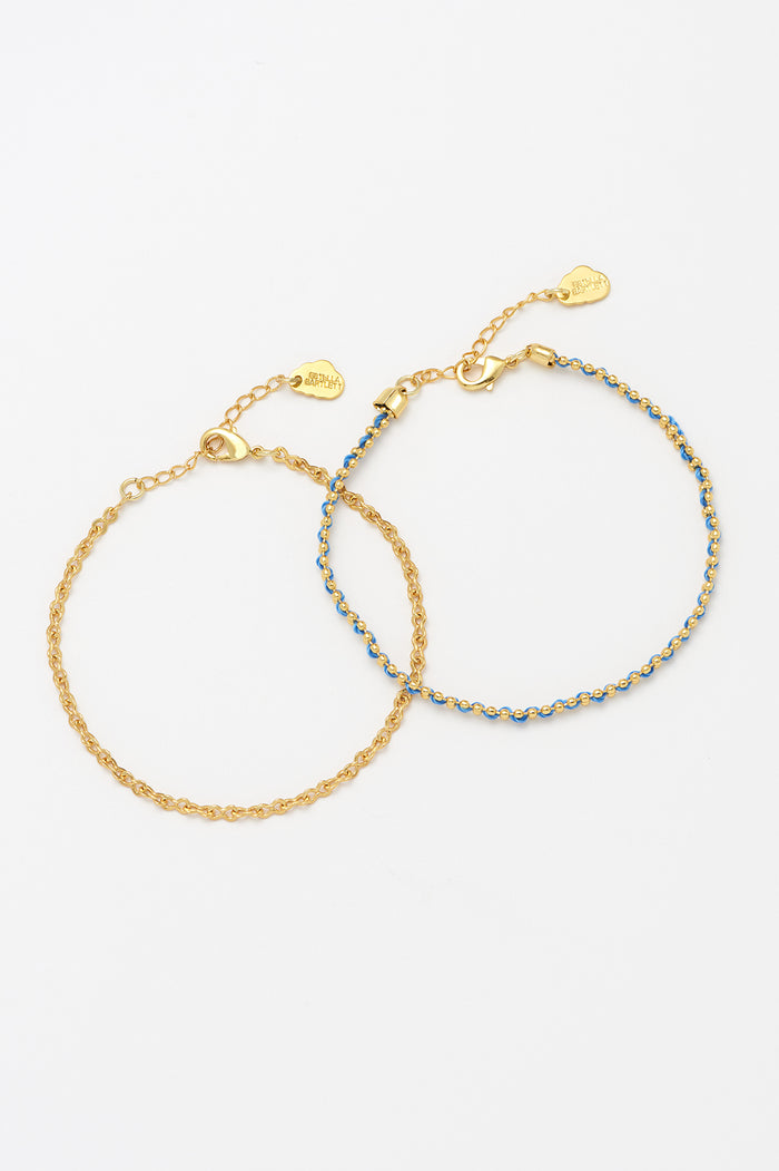 Estella Bartlett Woven Chain Bracelet Set Gold Plated Packaging Message: XOXO