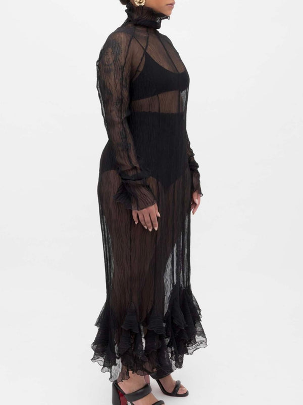 Ester Manas Black Crumpled Long Dress