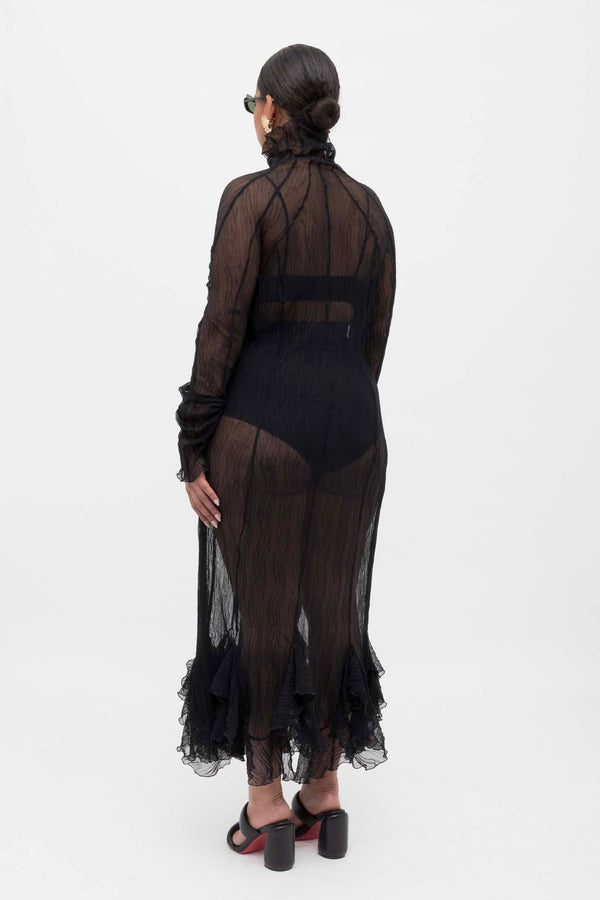 Ester Manas Black Crumpled Long Dress