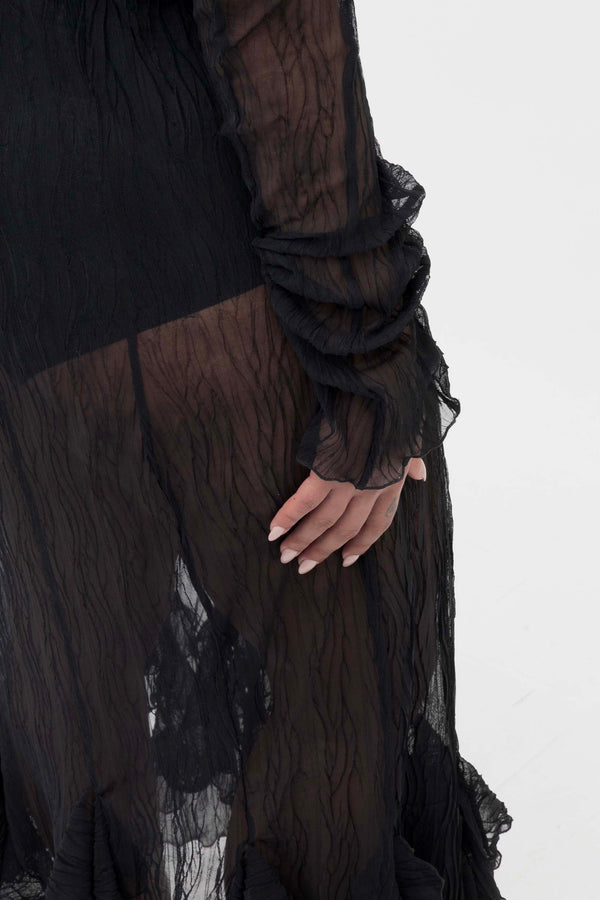 Ester Manas Black Crumpled Long Dress