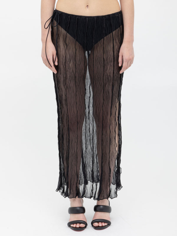 ester manas Black Crumpled Long Skirt