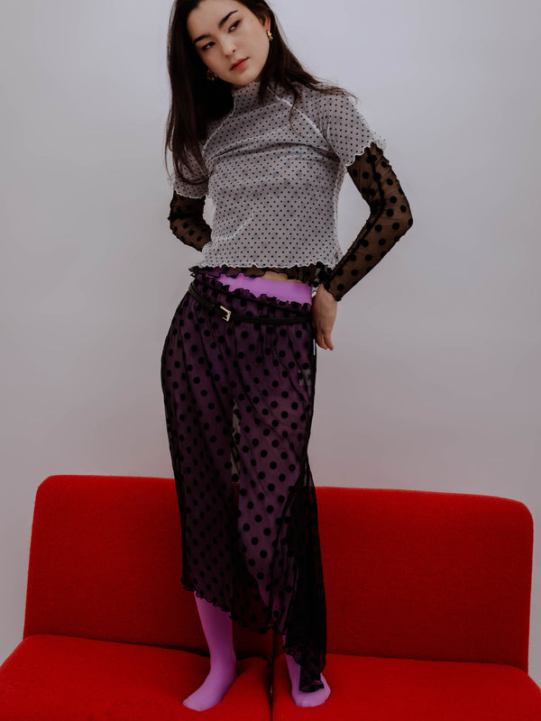 Ester Manas Black Polka Dots Asymmetric Skirt