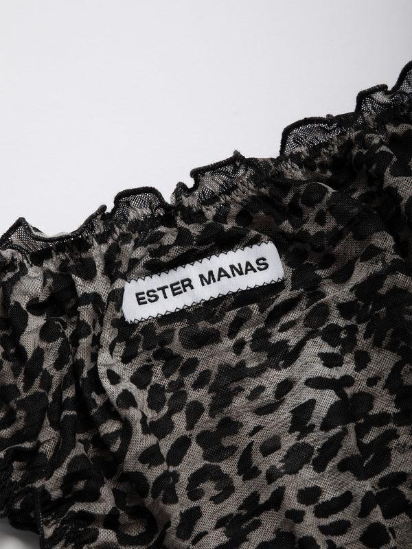 Ester Manas Black & Taupe Leopard Ruffled Panties