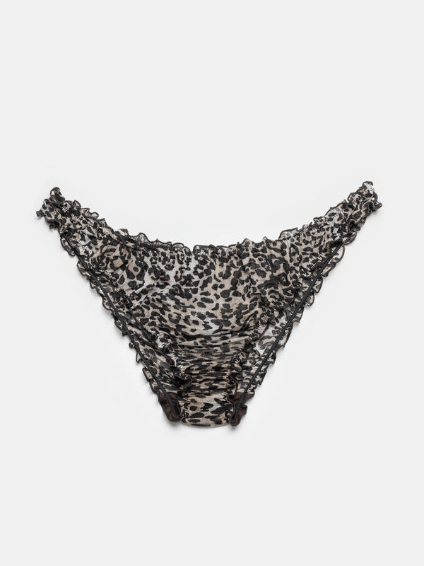ester manas Black & Taupe Leopard Ruffled Panties