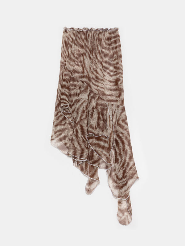 ester manas Brown Abstract Asymmetric Skirt