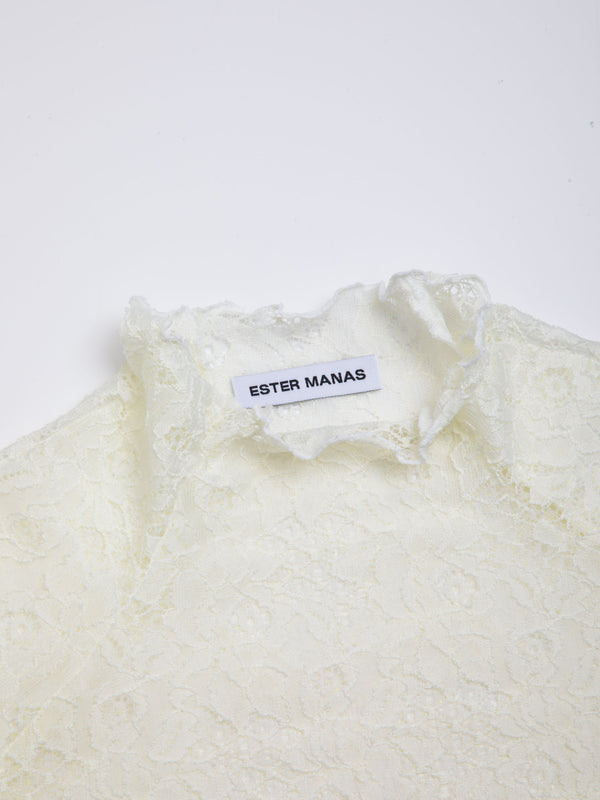 Ester Manas Cream Floral Lace Top