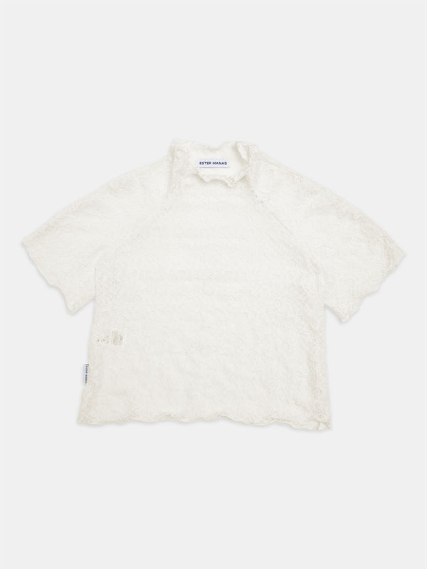 ester manas Cream Floral Lace Top