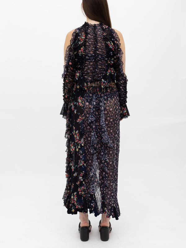 Ester Manas Floral Signature Peephole Ruched Dress