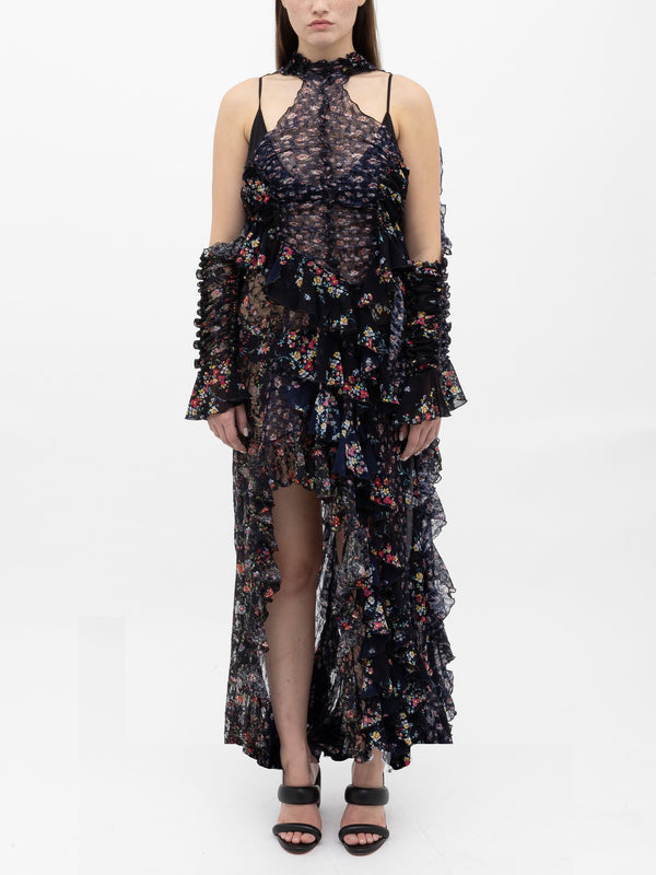 ester manas Floral Signature Peephole Ruched Dress