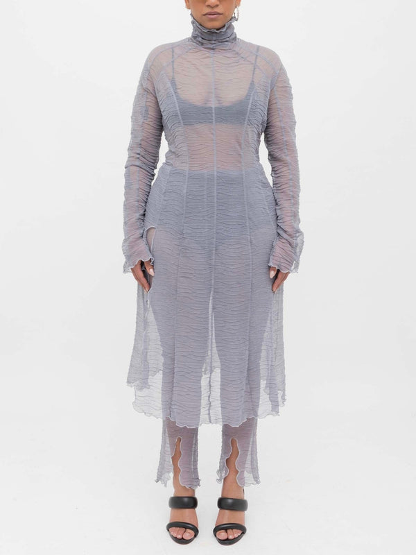 ester manas Grey Crumpled Long Dress