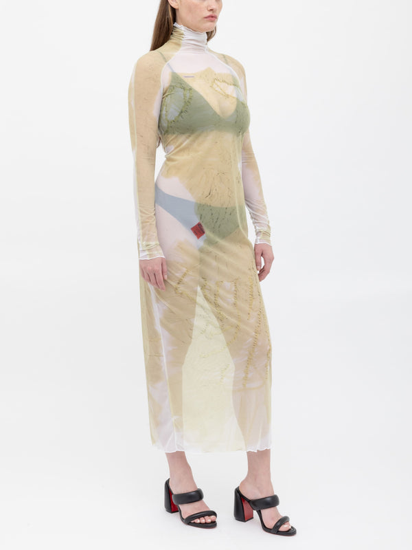 Ester Manas Mesh Print Long Dress