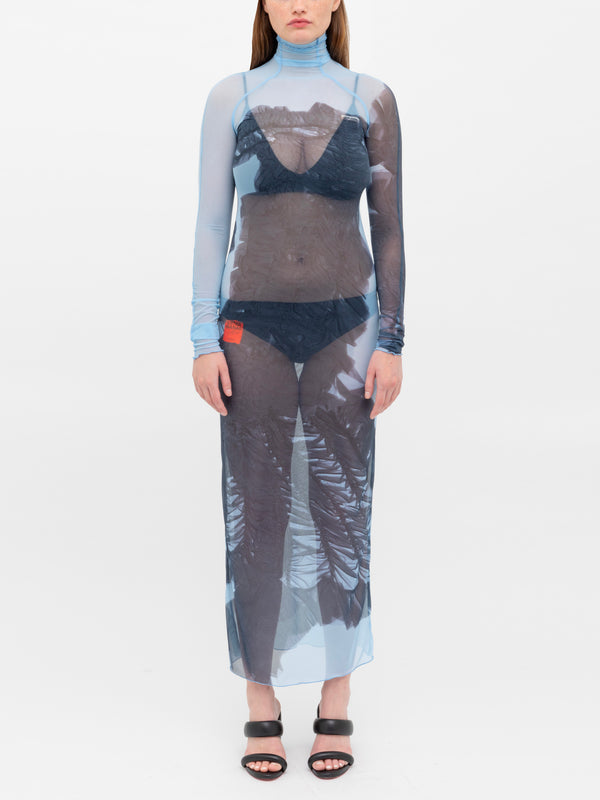 ester manas Mesh Print Long Dress