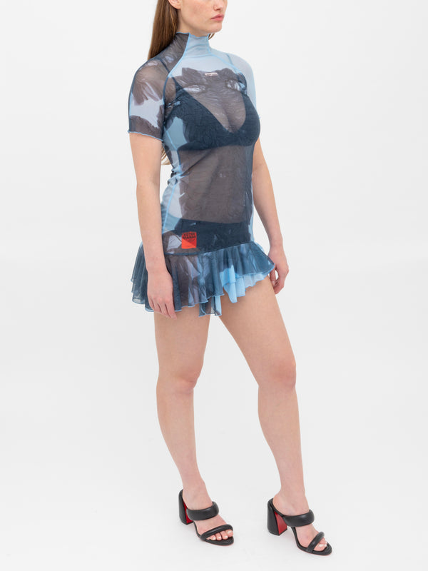 Ester Manas Mesh Print Short Dress