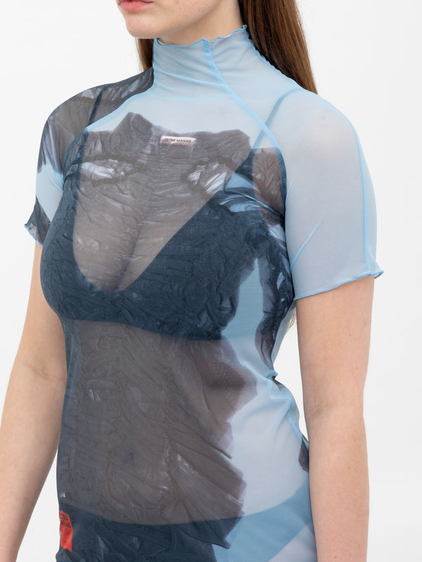 Ester Manas Mesh Print Short Dress