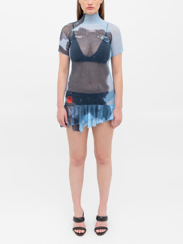 ester manas Mesh Print Short Dress