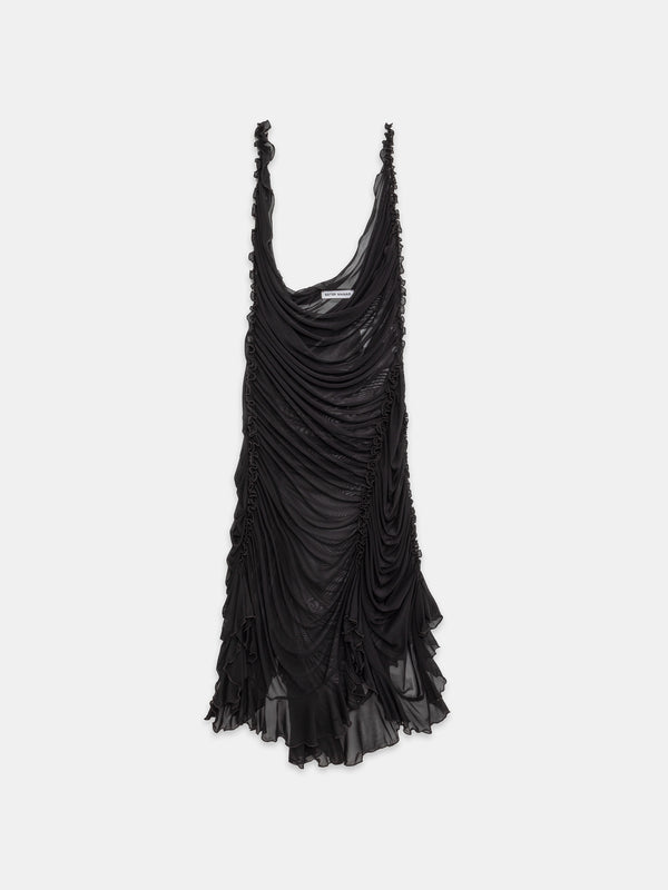 ester manas Midnight Ruched Sheer Dress