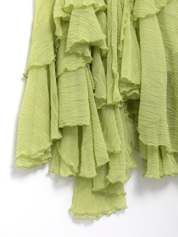 Ester Manas Pistachio Crumpled Spiral Maxi Dress