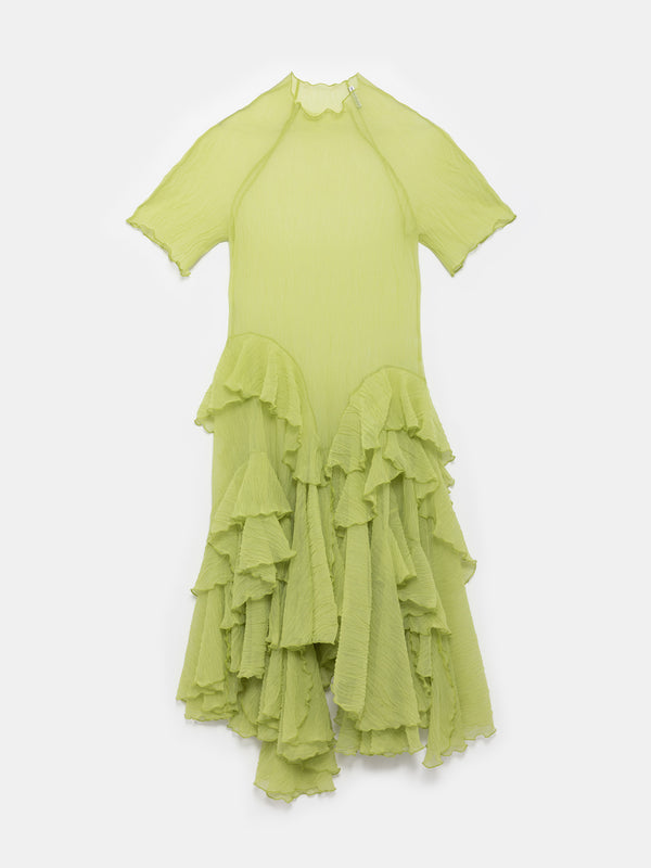 ester manas Pistachio Crumpled Spiral Maxi Dress