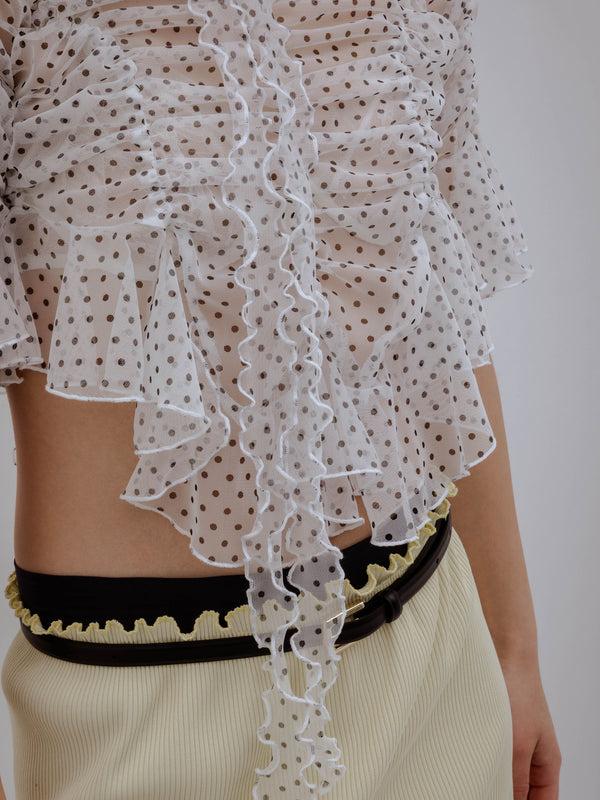 Ester Manas Polka-dot Crop Signature Ruched Top