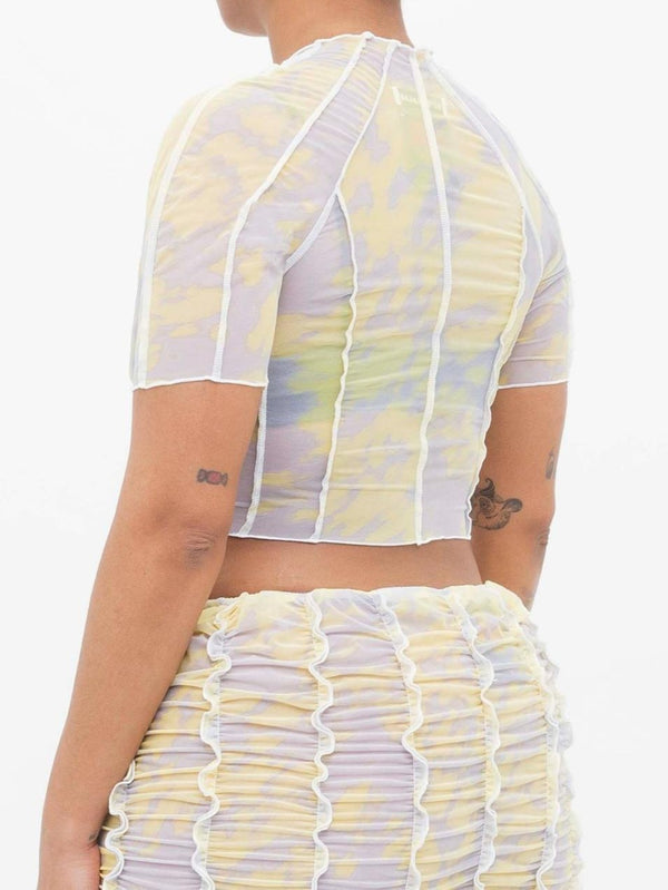 Ester Manas Printed Yellow & Grey Crop Top