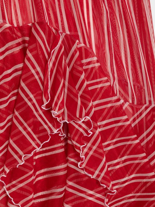 Ester Manas Red Striped Asymmetric Skirt