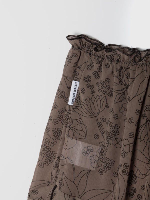 Ester Manas Taupe Floral Asymmetric Skirt
