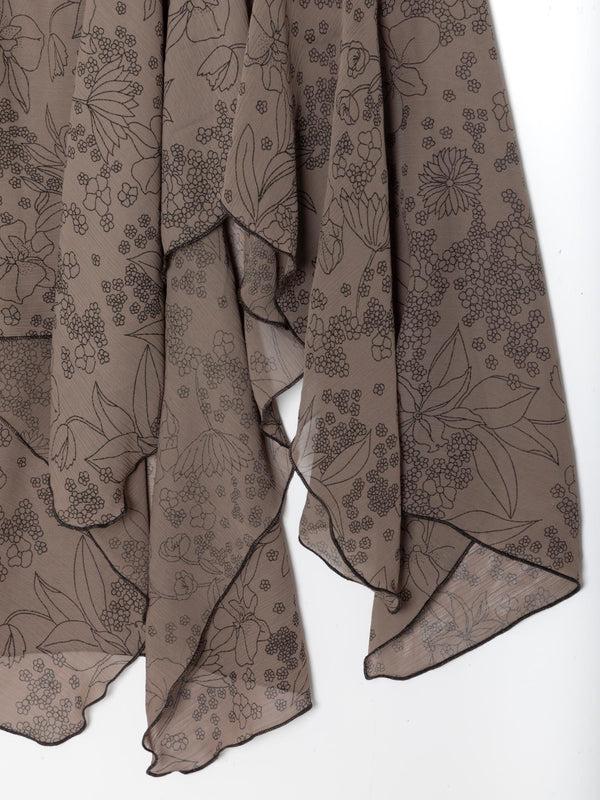 Ester Manas Taupe Floral Asymmetric Skirt