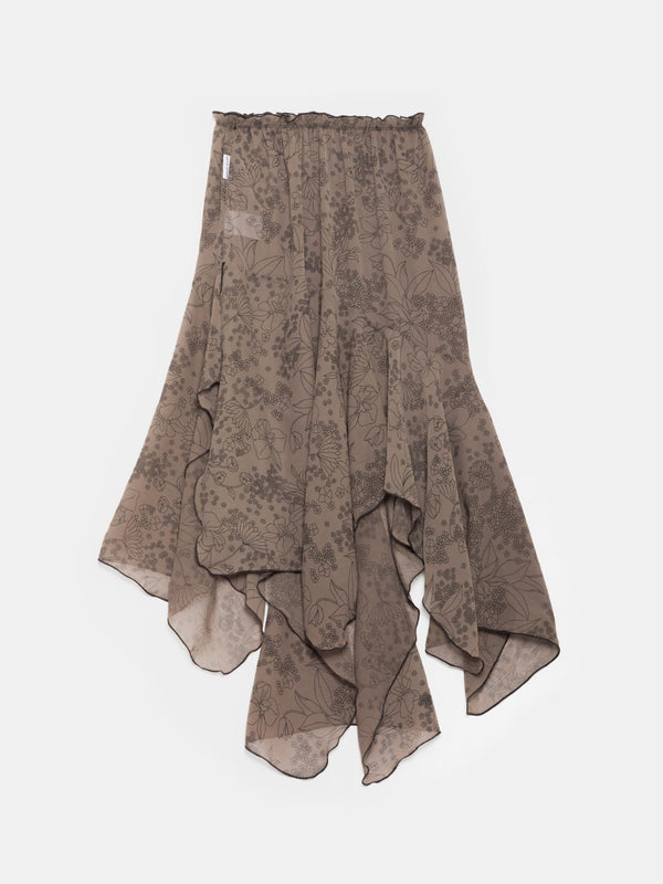 ester manas Taupe Floral Asymmetric Skirt