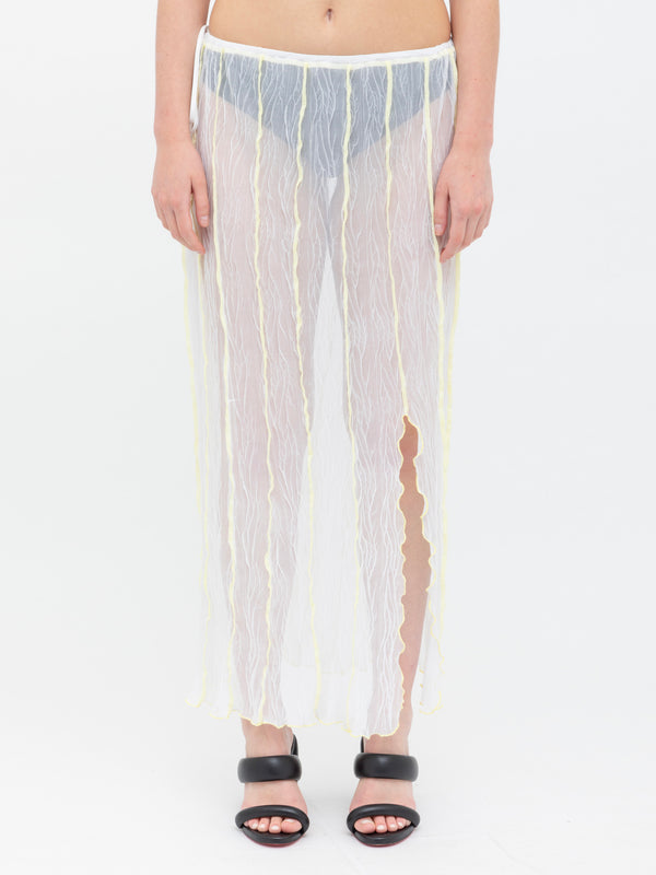 ester manas White Crumpled Long Skirt