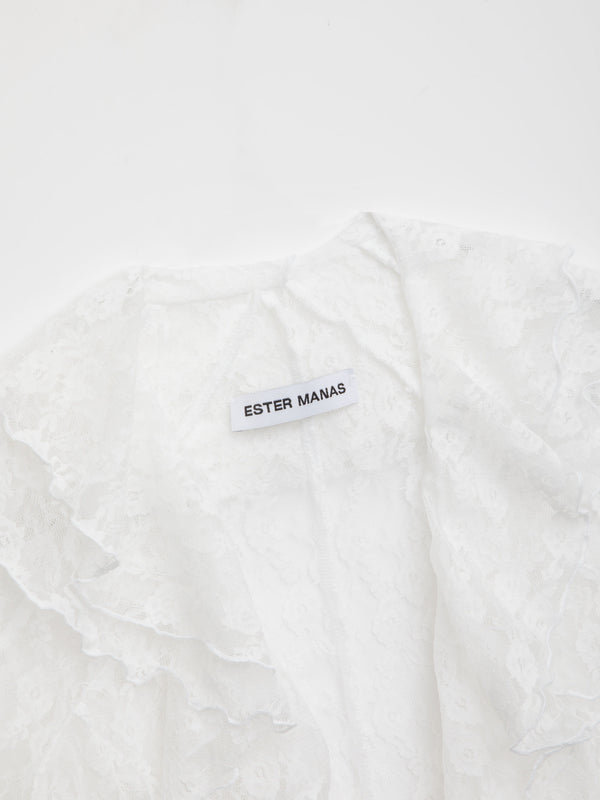 Ester Manas White Floral Lace Bolero