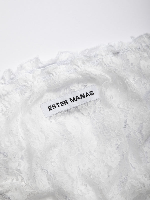 Ester Manas White Floral Lace Ruffled Panties