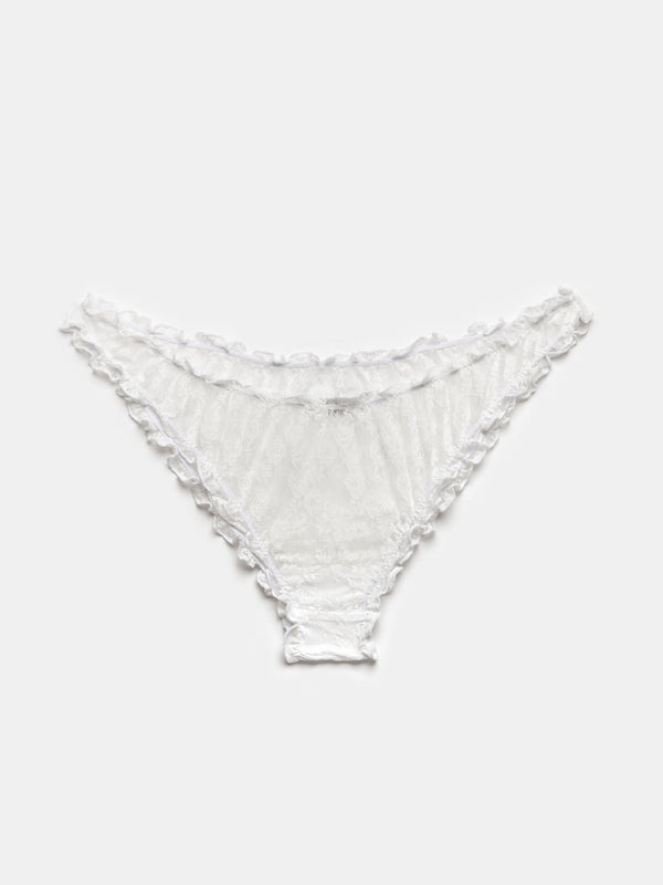 ester manas White Floral Lace Ruffled Panties