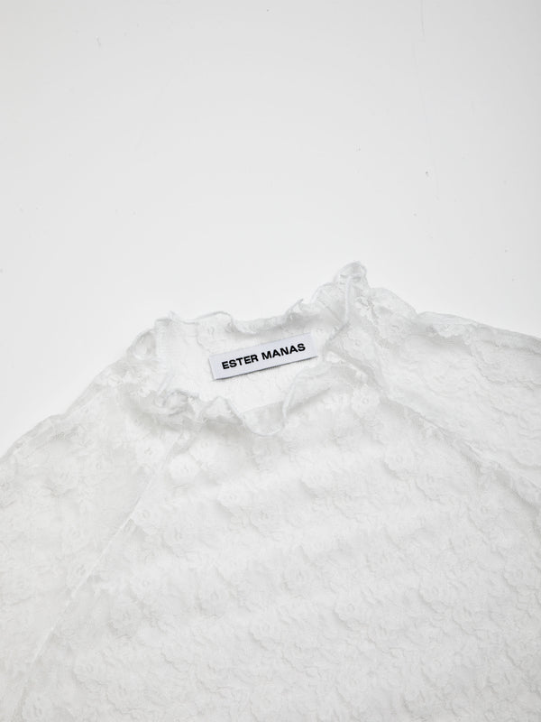 Ester Manas White Floral Lace Top