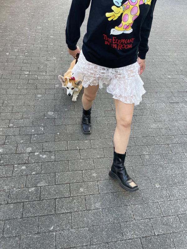 Ester Manas White Lace Signature Mini Skirt