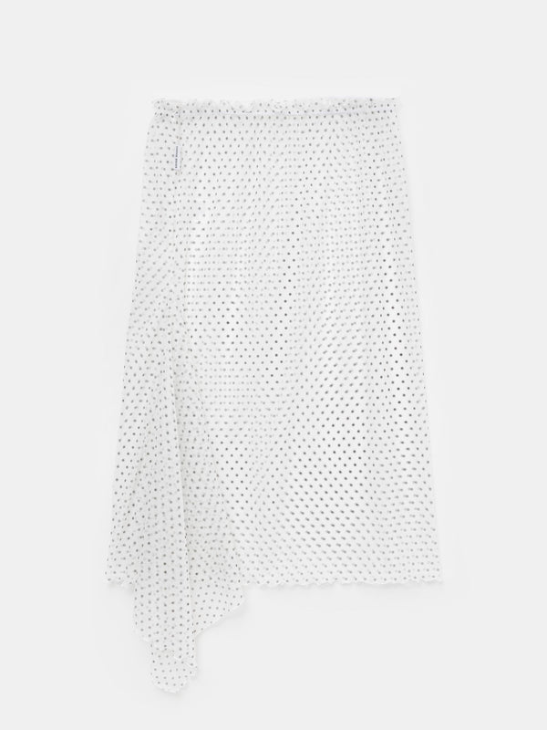 ester manas White Polka Dots Asymmetric Skirt