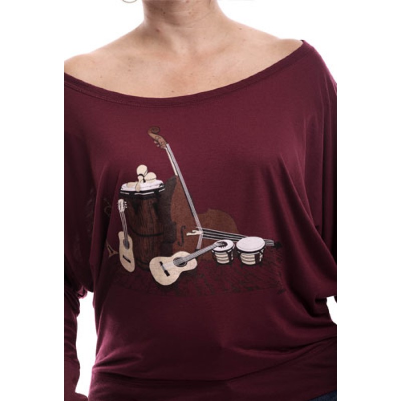 Estilo Estilo Clothing™ Acoustics Bass Guitar Trumpet & Percussion Off The Shoulder Long Sleeve